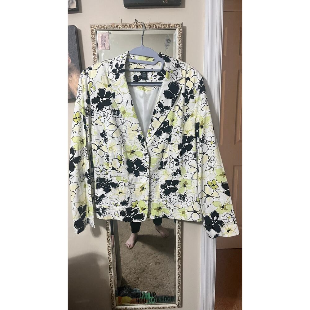 Larry Levine Woman Floral Blazer 18W Professional Career Jacket - Picture 2 of 6